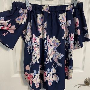 Flowy Floral Off the Shoulder Blouse - XL